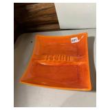 ROYAL HAEGER ASHTRAY, CERAMIC, ORANGE GLAZE,