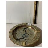 VINTAGE BRASS ASHTRAY, ROUND FORM, ENAMELED