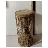 AFRICAN STYLE HAND DRUM, ANIMAL PRINT FABRIC,