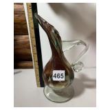 ART GLASS PITCHER, MULTICOLOR SWIRL PATTERN,