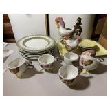 WORLD MARKET CERAMIC DINNERWARE, ROOSTER THEME,