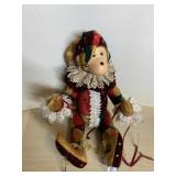 JESTER MONKEY DOLL, PLUSH VELVET CONSTRUCTION,