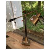 INDUSTRIAL STYLE ADJUSTABLE DESK LAMP, BRASS AND