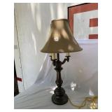 TRADITIONAL BRASS TABLE LAMP, THREE-LIGHT