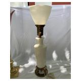 TABLE LAMP, WHITE CERAMIC FLORAL RELIEF BODY,