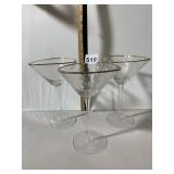 MARTINI GLASSES (3), CLEAR GLASS W/ TEXTURED