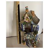 CERAMIC FIGURAL HOUSE, HAND-PAINTED, FLORAL AND