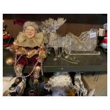 JESTER DOLL, CRYSTAL REINDEER PAIR, CRYSTAL