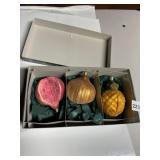 CHRISTBORN GLASS ORNAMENTS, FRUIT THEME, (3),