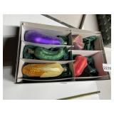 CHRISTBORN GLASS ORNAMENTS, VEGETABLE THEME, (5),