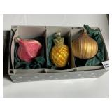 CHRISTBORN GLASS ORNAMENTS, FRUIT AND VEGETABLE