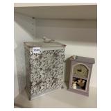 DECORATIVE METAL LANTERN AND PELMAN MOUSE CLOCK,