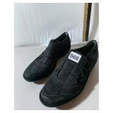 PIKOLINOS BLACK SUEDE AND GLITTER SNEAKERS,