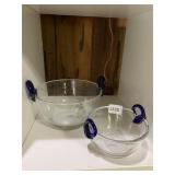SASAKI CRYSTAL HANDCRAFTED BOWLS, CLEAR GLASS W/