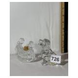CRYSTAL FIGURINES, CHILDREN IN SLEIGH W/