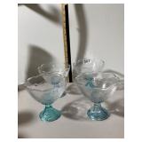 PRESSED GLASS FOOTED DESSERT BOWLS, SCALLOPED