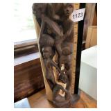 HAND-CARVED WOODEN SCULPTURE, MULTI-FIGURE