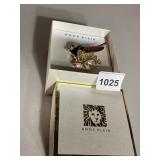 ANNE KLEIN BIRD BROOCH, ENAMEL AND CRYSTAL