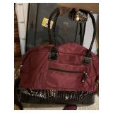 SAMANTHA BROWN TRAVEL DUFFEL BAG, BURGUNDY NYLON,