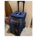 ZUCA ROLLING TRAVEL CASE, BLUE STRIPED PATTERN,