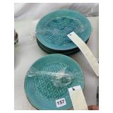 PIER 1 IMPORTS TURQUOISE CRACKLE STONEWARE PLATES