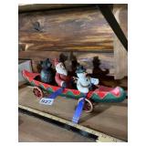 HAND-CARVED WOODEN FIGURINE, SANTA CLAUS,