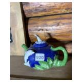 BERGSCHRUND CERAMIC TEAPOT, DOLPHIN AND LEAF