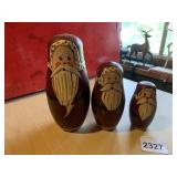 WOODEN NESTING SANTA DOLLS, HAND-PAINTED, SET OF