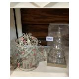 PIER 1 IMPORTS METAL BIRD CAGE W/ PINK FLORAL