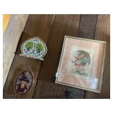 CROSS STITCH CHILDREN UNDER UMBRELLA FRAMED ART,