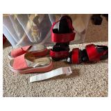 JOHNSTON & MURPHY PLATFORM SANDALS, SUEDE, PINK,