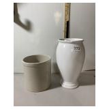 R.R.P. CO. STONEWARE CROCK, PAINTED HOUSE MOTIF,