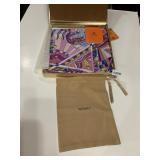 WENSLI SILK SCARF, ZODIAC THEME, PINK AND PURPLE