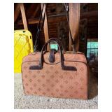 STRUCTURED BRIEFCASE, ORANGE/BROWN PATTERNED