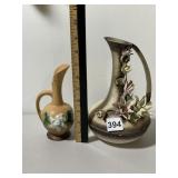 ITALIAN CERAMIC VASES (2), FLORAL APPLIQUE
