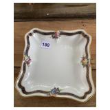 MEISSEN STYLE PORCELAIN SQUARE DISH, FLORAL