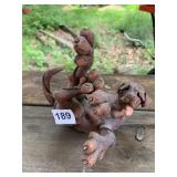 TERRACOTTA DOG FIGURINE, PLAYFUL POSE, TEXTURED