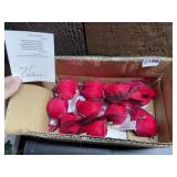 VALERIE PARR HILL FEATHERED CARDINAL ORNAMENTS W/