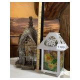 DECORATIVE LANTERNS (2), METAL AND GLASS