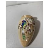 JAPANESE PORCELAIN WALL POCKET, PARROT AND FLORAL
