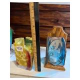VTG ART GLASS VOTIVE HOLDERS, INCLUDES ONE FUSED
