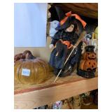 GEPPEDDO PORCELAIN WITCH DOLL, CRACKLE GLASS