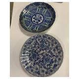 VTG CHINESE PORCELAIN PLATES (2), BLUE AND WHITE