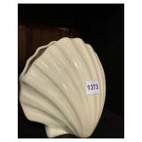 ESTE CERAMIC VASE, SHELL FORM, CREAM GLAZE, MADE
