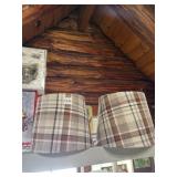 PLAID FABRIC LAMP SHADES, ~8 IN DIAMETER, ~8 IN