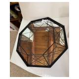 GEOMETRIC BLACK METAL MIRROR, OCTAGONAL FRAME,