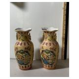 JAPANESE VASES (2), PORCELAIN, FLORAL AND BIRD
