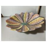 ITALIAN MAIOLICA BOWL, LEAF FORM, MULTICOLORED