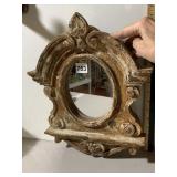 VINTAGE ARCHED WALL MIRROR, DISTRESSED FAUX-STONE
