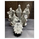 PORCELAIN NATIVITY SET, WHITE GLAZE, FIGURES